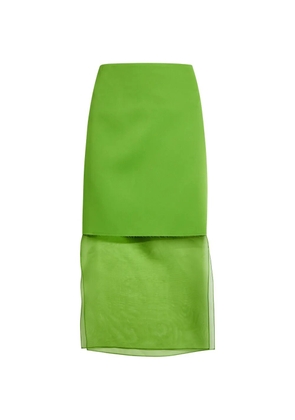 KHAITE sheer hem mid skirt - Green