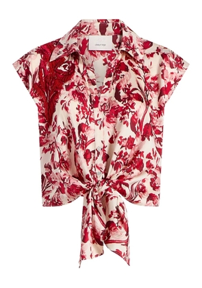 Cinq A Sept Floral Ribbons Sleeveless Mari blouse - Red