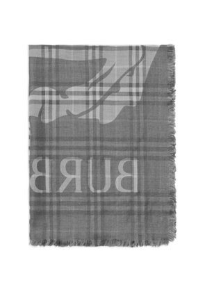 Burberry wide EKD Check wool silk scarf - Grey