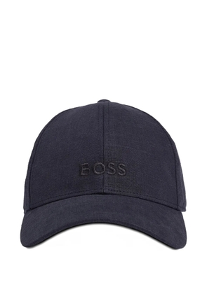 BOSS logo-embroidered linen cap - Black