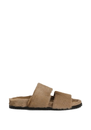 Dolce & Gabbana two-strap furry sandals - Brown