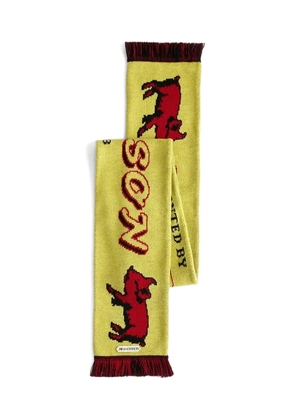 JW Anderson Piglet football knitted fringe scarf - Yellow