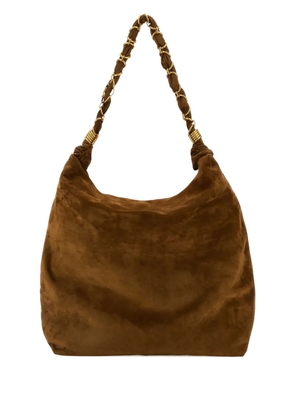 Saint Laurent Amalia braided-handle suede shoulder bag - Brown