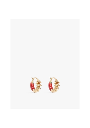 Womens Bottega Veneta Enamel 18K Yellow-Gold Plated 925 Sterling Silver Hoop Earrings