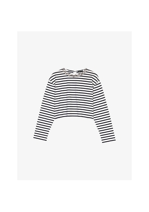 Womens Maje Crystal-Embellished Striped Cotton-Jersey T-Shirt