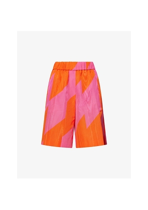 Womens Dries Van Noten Pomy Colour-Block Cotton-Blend Bermuda Shorts
