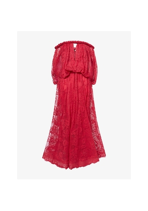 Womens Zimmermann Luna Off-Shoulder Lace Maxi Dress