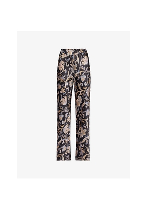 Womens Veronica Beard Billie Floral-Print Silk-Blend Trousers