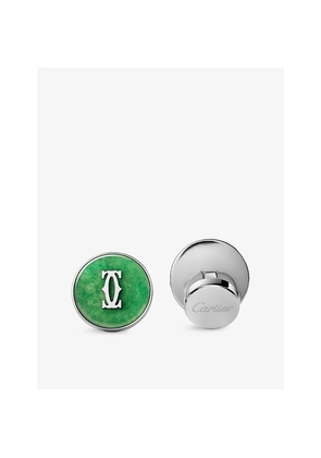 Mens Double C De Cartier Sterling-Silver and Aventurine Cufflinks