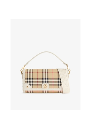 Womens Burberry Note Coated Canvas Top-Handle Bag