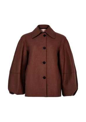 Puff-sleeved jacket in pressed wool