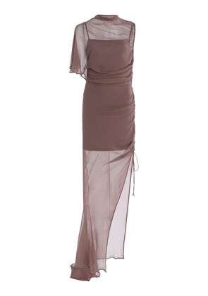 De La Vali Asymmetric Silk-Chiffon Maxi Dress - Moda Operandi