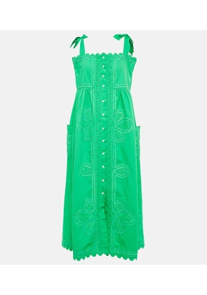 Juliet Dunn Embroidered cotton poplin midi dress