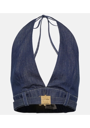 Miu Miu Embellished denim bralette