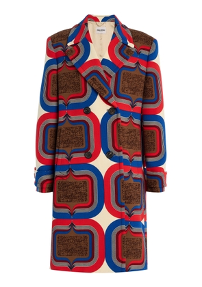 Miu Miu Archive-Printed Wool-Natté Double-Breasted Coat - Moda Operandi