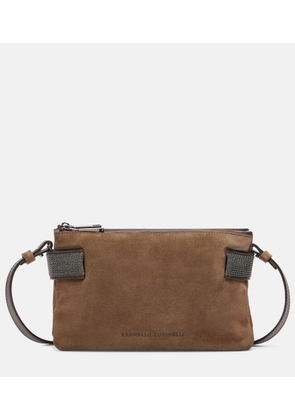 Brunello Cucinelli Essence Monili Small suede shoulder bag