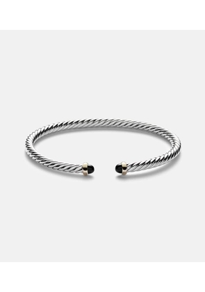 David Yurman Cable Flex sterling silver and 14kt gold cuff bracelet with onyxes