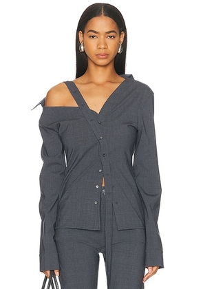 Jade Cropper Asymmetric Long Sleeve Top in Grey - Grey. Size 34 (also in ).