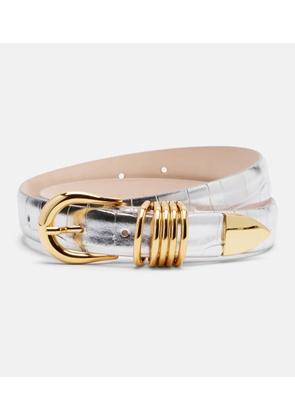 Dehanche Hollyhock croc-effect mirrored leather belt