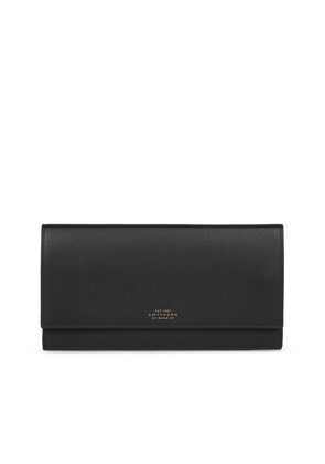 Smythson Marshall Travel Wallet In Panama In Black