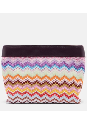Missoni Zigzag Large leather-trimmed lame clutch