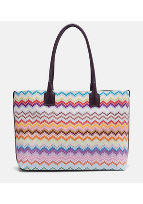 Missoni Zigzag leather-trimmed lame tote bag