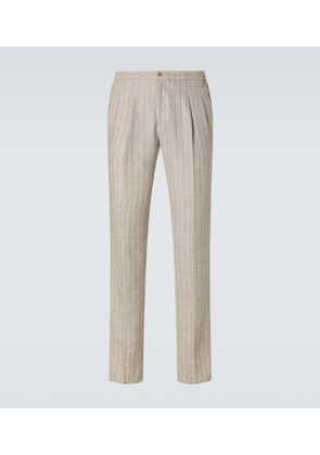 Rubinacci Striped linen and wool slim pants