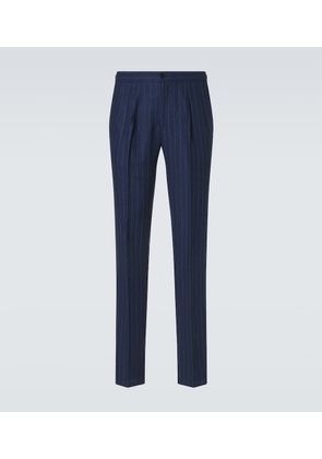 Rubinacci Pinstripe wool and linen straight pants