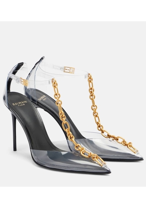 Balmain Chain-detail PVC slingback pumps