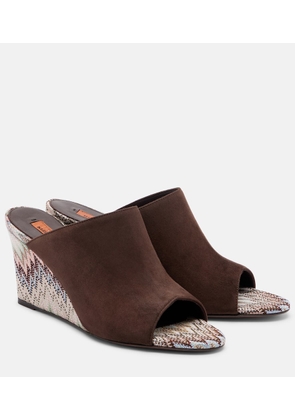 Missoni Mabel Zigzag suede wedge mules