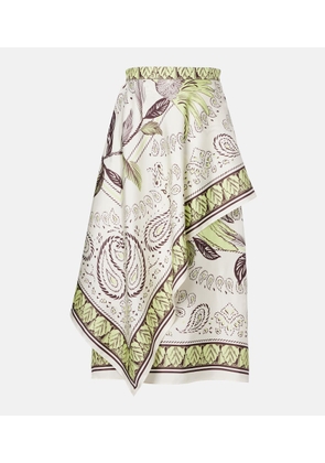 Tory Burch Printed silk midi skirt