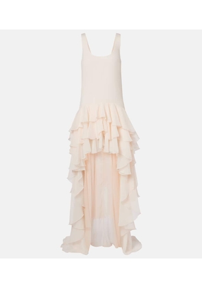 Rotate Asymmetric ruffled chiffon maxi dress