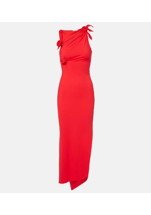 Coperni Floral-applique asymmetric jersey maxi dress