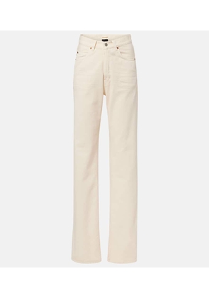 Saint Laurent Leather-trimmed wide-leg jeans