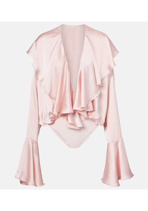 Norma Kamali Ruffled satin bodysuit