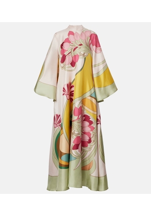 La DoubleJ Magnifico floral silk twill maxi dres