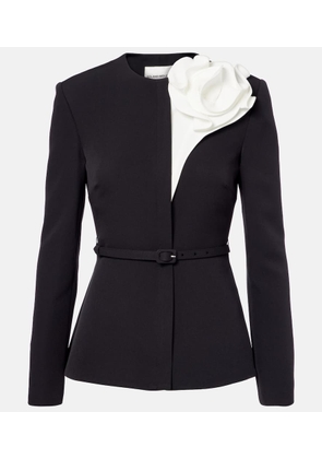 Roland Mouret Floral-applique peplum crepe blazer