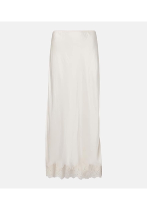 Rixo Matilde lace-trimmed satin slip skirt