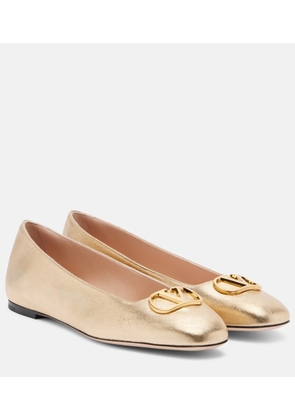 Valentino Garavani VLogo metallic leather ballet flats