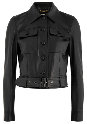 Saint Laurent Belted Panelled Leather Jacket - Black - 40 (UK12 / M)