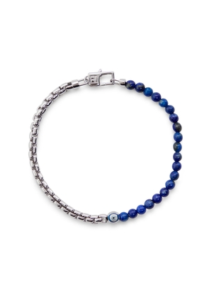 Tateossian Beaded Rhodium-plated Bracelet - Blue - M