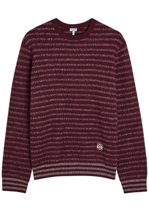 Loewe Striped Knit Wool-blend Jumper - Dark Brown - S