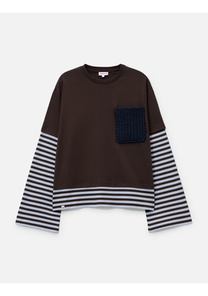 Long Sleeve 2-In-1 Tee With Knit Patch