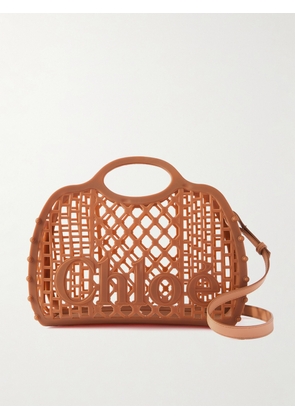 Chloé - Cage Leather-trimmed Studded Rubber Shoulder Bag - Orange - One size