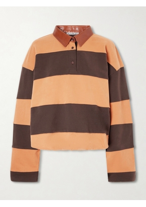 Acne Studios - Folio Leather-trimmed Striped Cotton-jersey Sweatshirt - Orange - xx small,x small,small,medium,large