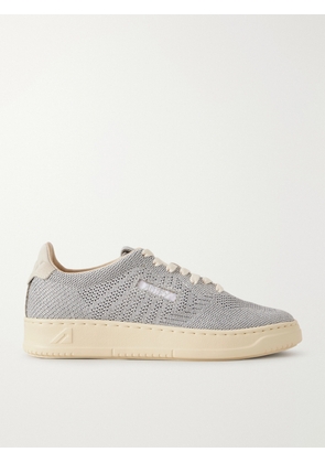 Autry - Easyknit Suede-trimmed Metallic Knitted Sneakers - Gray - IT35,IT36,IT37,IT38,IT39,IT40,IT41,IT42