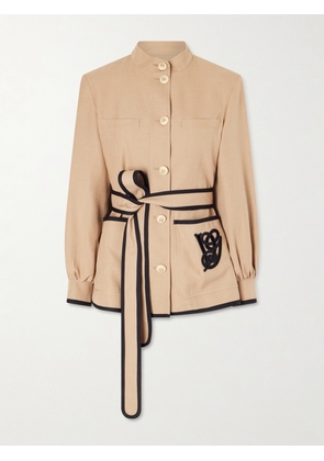Valentino Garavani - Belted Embroidered Twill Jacket - Neutrals - IT36,IT38,IT40,IT42,IT44,IT46