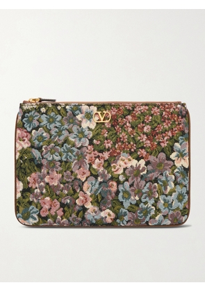 Valentino Garavani - Vlogo Medium Leather-trimmed Floral-jacquard Canvas Clutch - Multi - One size