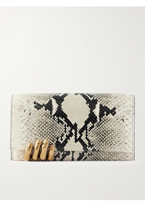KHAITE - Embellished Snake-effect Leather Clutch - Animal print - One size
