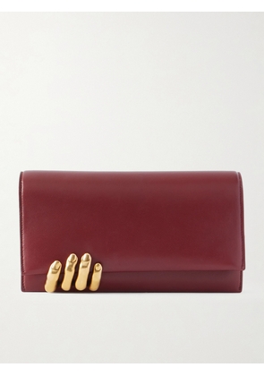 KHAITE - Embellished Textured-leather Clutch - Burgundy - One size